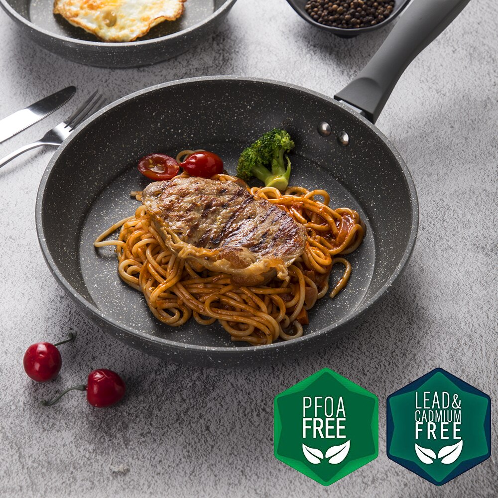 100% non-stick frying pan derived from PFOA-free stone coating 5-layer soft bottom aluminum dishwasher safe cooking pot