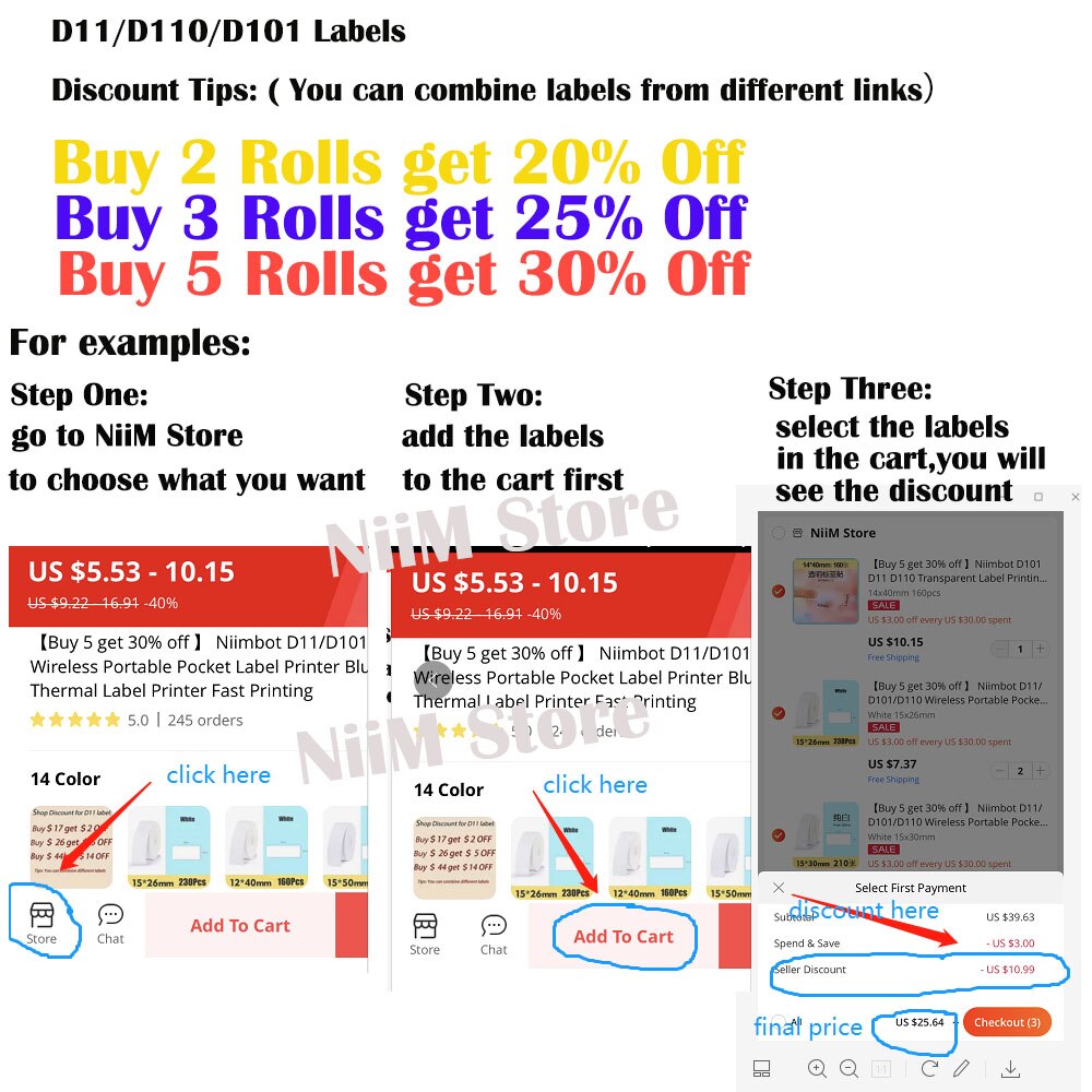 【Buy 5 get 30% off】NIIMBOT D101/D11 / D110 Label Machine Sticker cable label flag pigtail network cable paper thermal waterproof