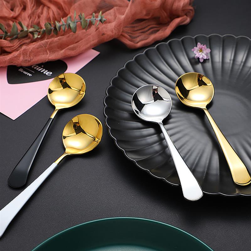 Kleurrijke Soep Lepel Elegante Koffie Lepels Rvs Dessert Lepels Keukengerei Mode Ronde Lepels Servies