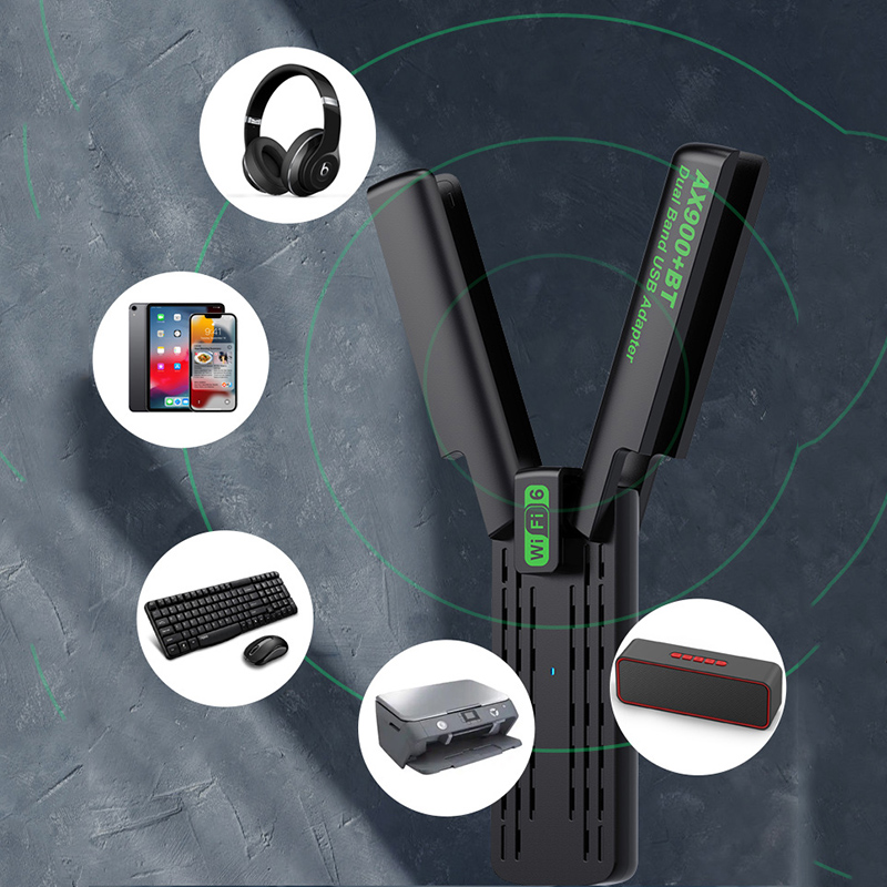AX900 WiFi USB Adapter WiFi6 Bluetooth 5.4 Dual Band 2.4G+5.8Ghz 2 Antenna Dongle USB Wireless Card Receiver for PC/Laptop