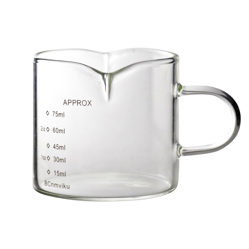 3oz/70ml Double Wall Insulated Espresso Measuring Glass Cup Mugs Shot Glass Milk Frothing Pitcher by Barista Basics with 2 Spout