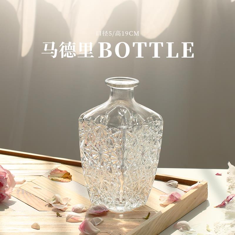 Maceta de estilo nórdico para decoración del hogar, Mini florero de vidrio, decoración transparente para sala de estar, romántico francés: K
