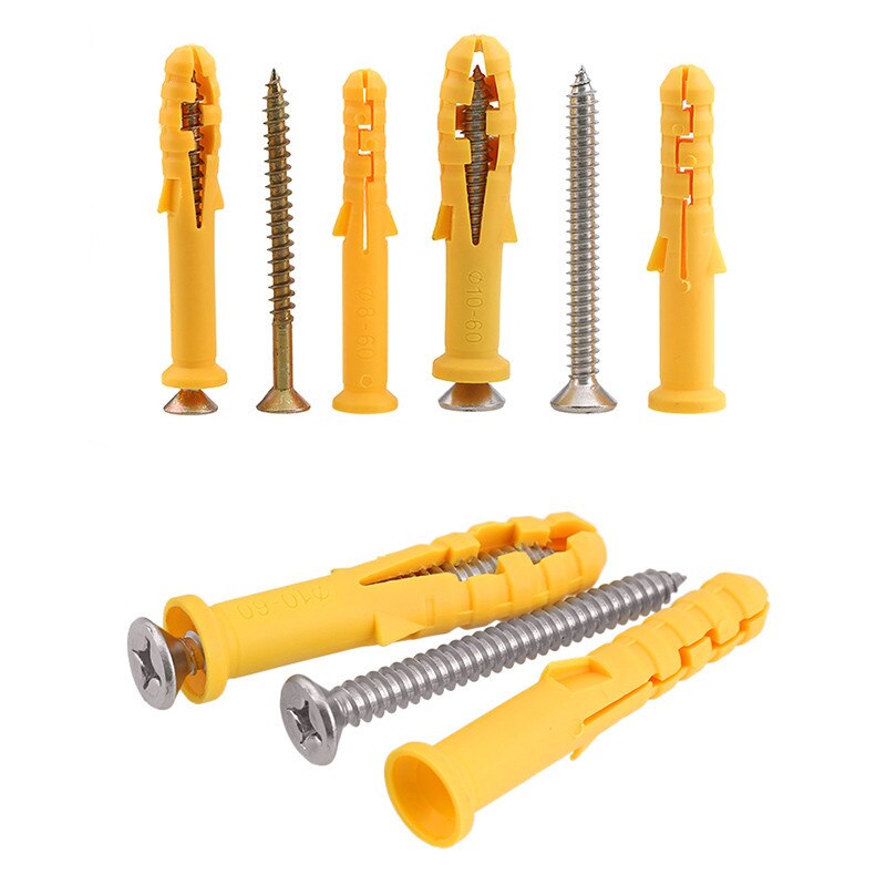 Rubber Plug Expansion Screw 304 Stainless Steel Self-tapping Screw Set Expansion Pipe Bolt 6/8/10mm For House Furniture Fixing