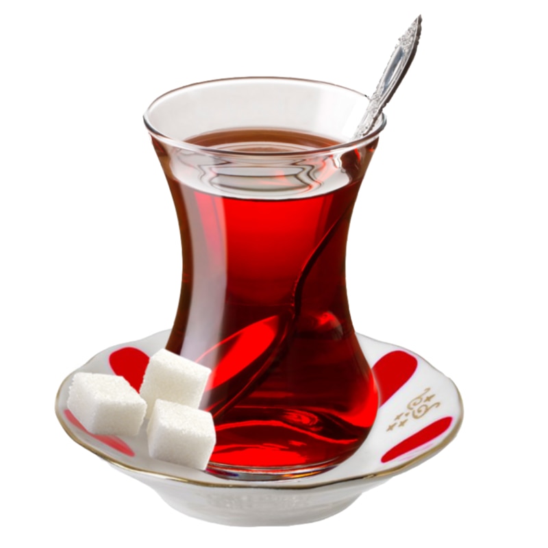 12 Stuk Turkse Folk Thee Kopjes Set - 6 Glas Van Traditionele Thee Cup-6 Handgemaakte Porseleinen Borden Met motief