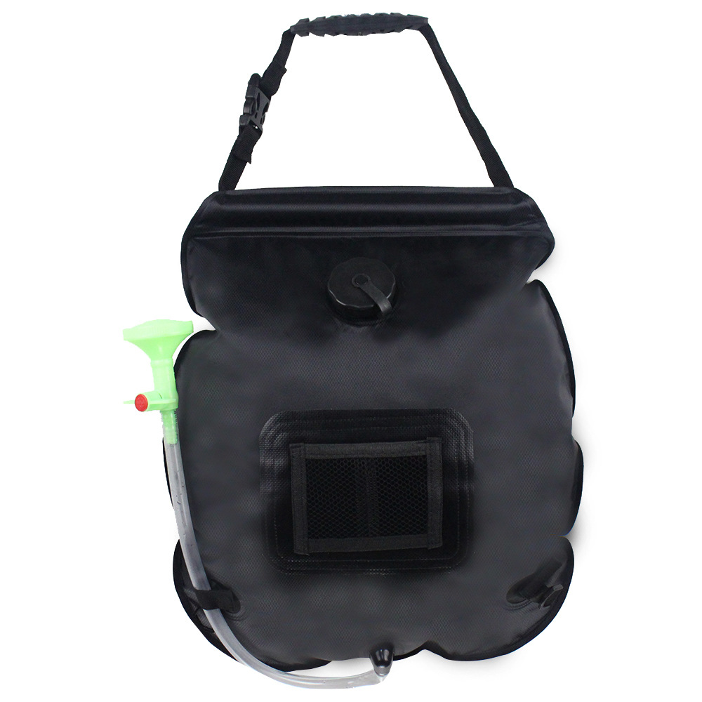 Portable Camping Shower Solar Heating Outdoor Hiking Camp Shower 20L Foldable Water Bag Portable Water Tank Hydration Bag: black
