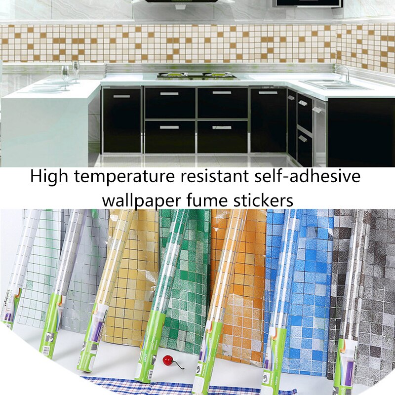 Kitchen Oil-Proof Waterproof Sticker Self-adhesive Wallpaper Peel and Stick Backsplash for for Drawer Stove Countertop 45x200cm