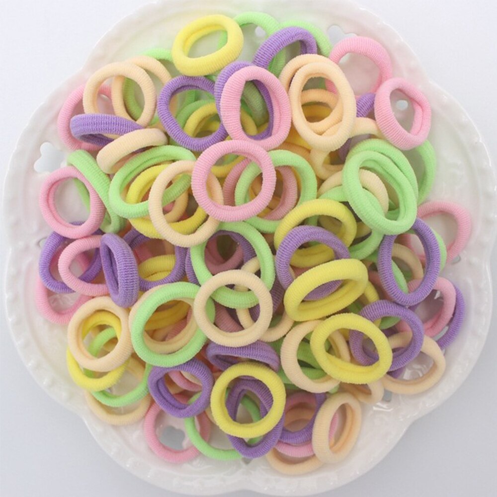 100 unids/lote alto estiramiento sin costura toalla lazo cabello elástico Color caramelo banda para el cabello reutilizado anillo para niñas sombreros: 02