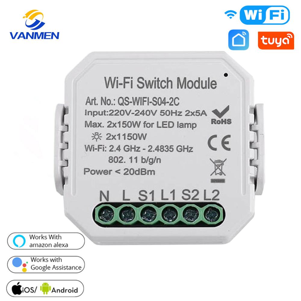Wifi Smart Licht Schalter Modul Smart Home, tuya APP Fernbedienung Arbeitet mit Alexa/Google Home/Siri 1/2 Weg Diy Breker
