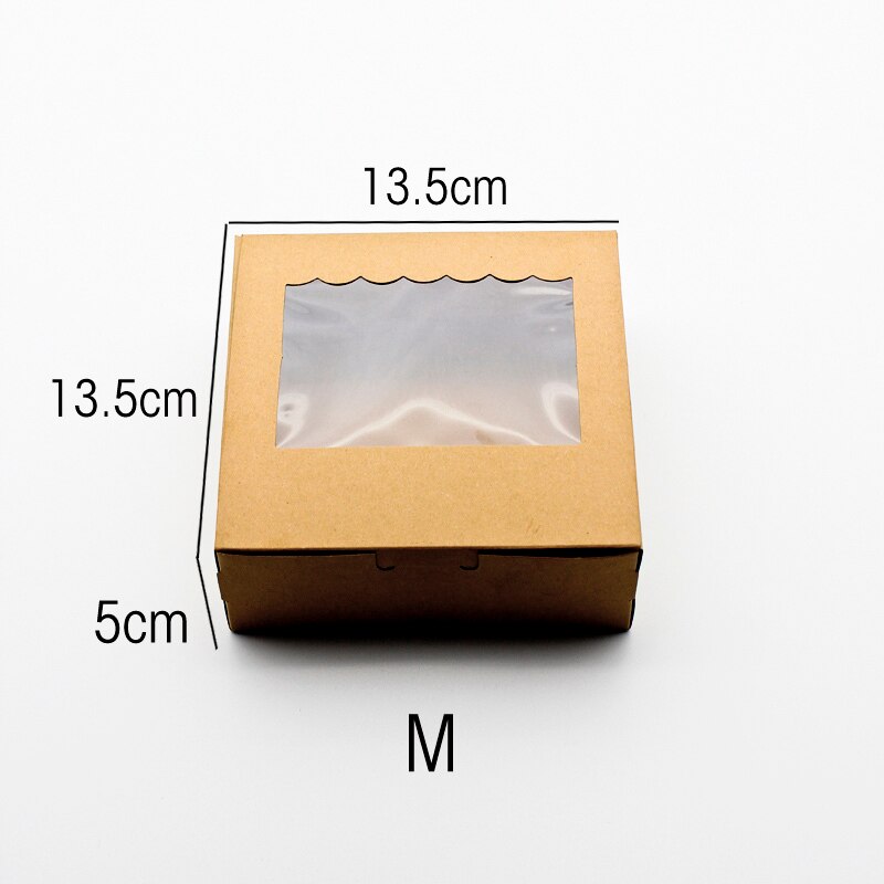 10 PCS Kraft Paper Box For Candy Cake Craft Box With Window Boxes Wedding Party Favor Brown Packing Cardboard Supplier: M