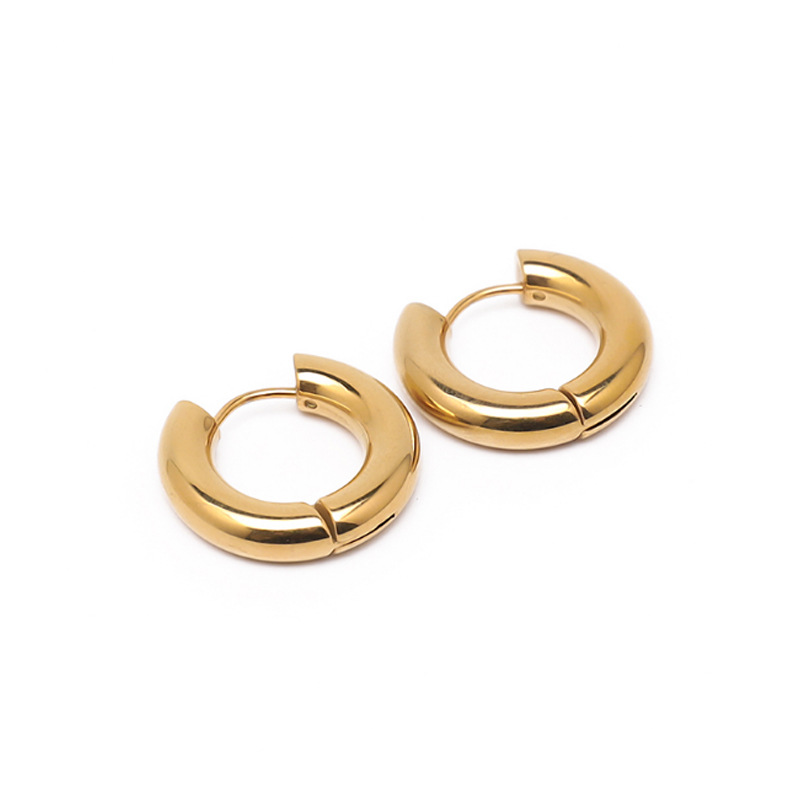 Pendientes de aro de acero inoxidable brillantes para mujeres y hombres, Hip Hop Steapunk, corazón ovalado redondo, Color negro, dorado y plateado, de joyería Huggie