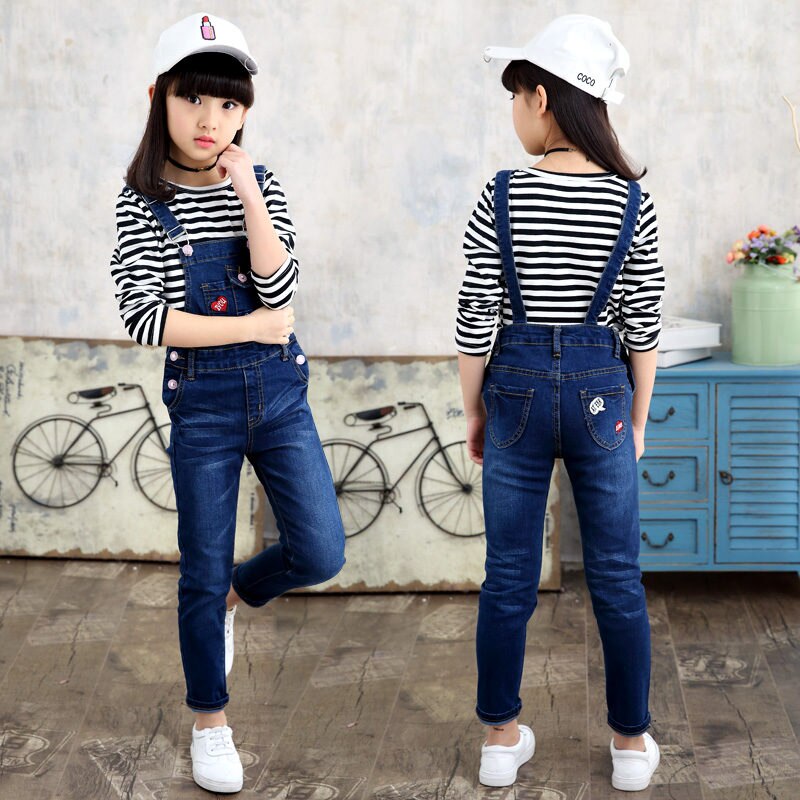 Kids Denim Overalls Broek Baby Meisje Jeans Jumpsuit Kinderen Meisje Tuinbroek Overalls Voor Tieners Jardineira 5 7 9 11 13 14 Jaar
