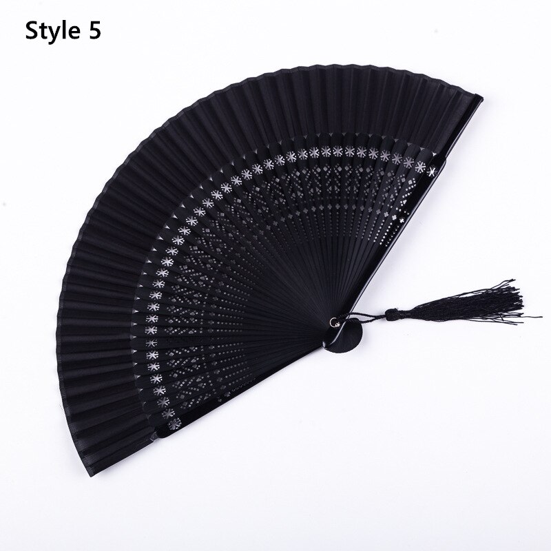 Kinesisk stil sort fan folde ventilator kvindelig klassisk dans fan håndværk fan folde ventilator: Stil 5