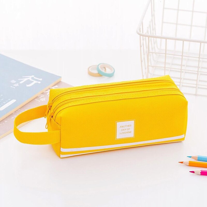 Preciosa cartuchera para niñas, bolsa de almacenamiento de bolígrafo, 2 compartimentos, maquillaje, monedero para mujer PUO88: yellow-d
