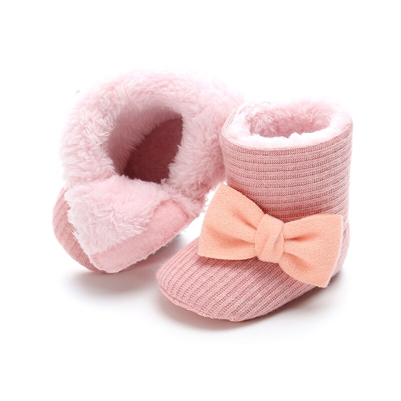 Buty dziecięce 0-1rok zimowe niemowlęta buty zimowe miękkie bawełniane śniegowce niemowlę dziewczynka chłopiec łuk węzeł antypoślizgowy miękki chód buty dla małego dziecka