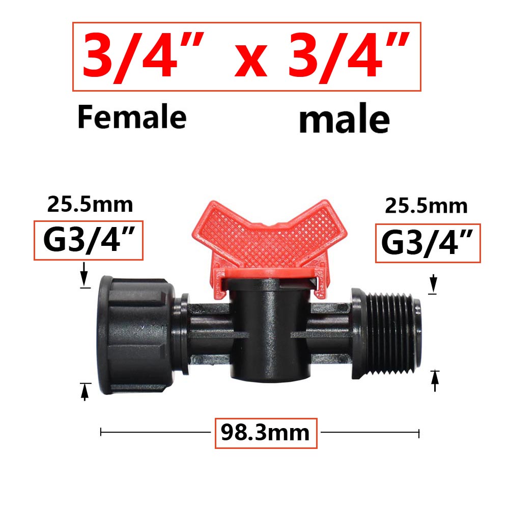 Garden Tap1/2 3/4" Male Female Thread Tap Connector Irrigation Miniature Valve Water Flow Control Valve Crane Quick Fittings: Red