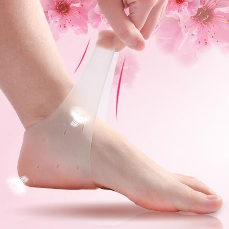 2Stck Silikon Gel Feuchtigkeitsspendende Plantarfasziitis Ferse Socken unisex Fuß Protektoren Schuh Kissen Geknackt Schmerzen Linderung Einsätze Pads