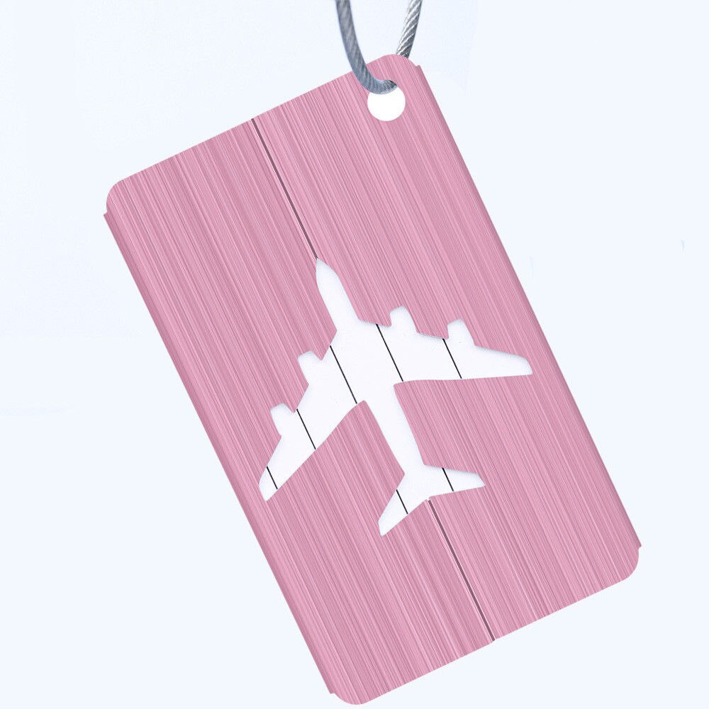 Aluminium Luggage Tags Suitcase Label Airplane Shape Brushed Square Boarding Elevators Luggage Tag Travel Accessories: pink