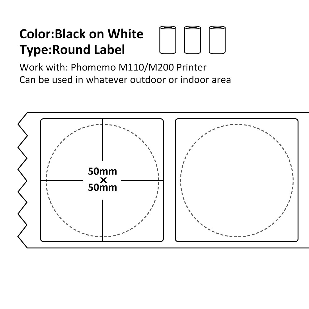 Phomemo M110 M200 M120 Label Printer Ronde Label Autoadhesivo Thermische Label Zelfklevend Papier Ronde Sticker Voor Zaken, Huis