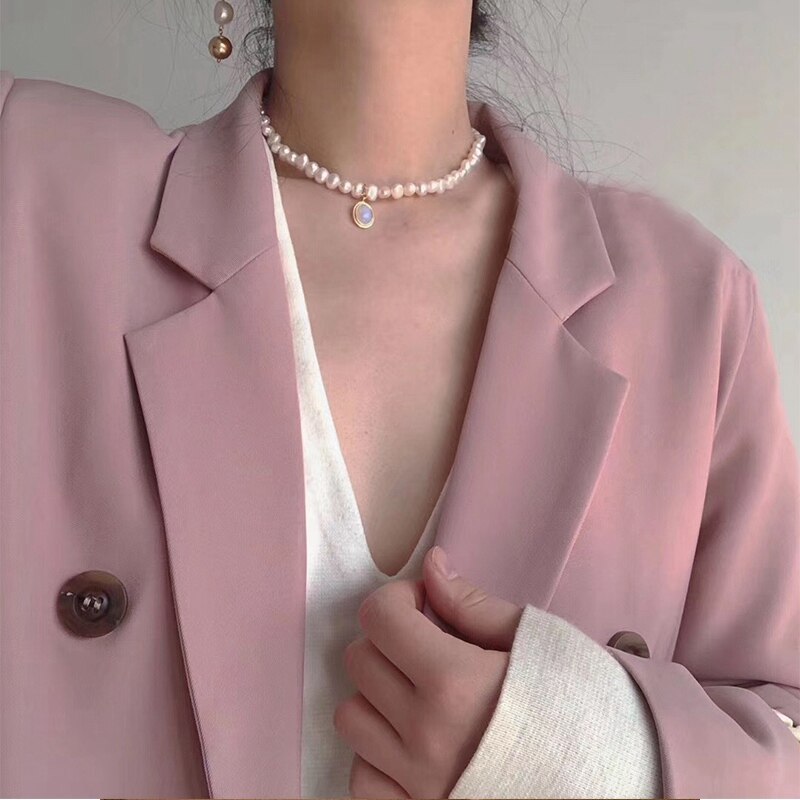 MENGJIQIAO Japan Baroco stil Jahrgang Süßwasser Perle Halsband Halskette Für Frauen Mädchen Elegante Opal Collares Schmuck Kolye