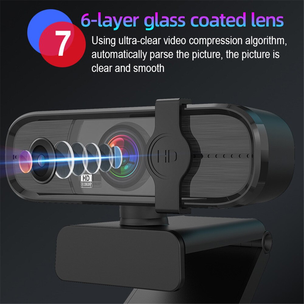 HD 1080P Webcam AutoFocus PC WebCamera with Microphone Rotatable Cameras for Live Broadcast Video Calling Conference Work