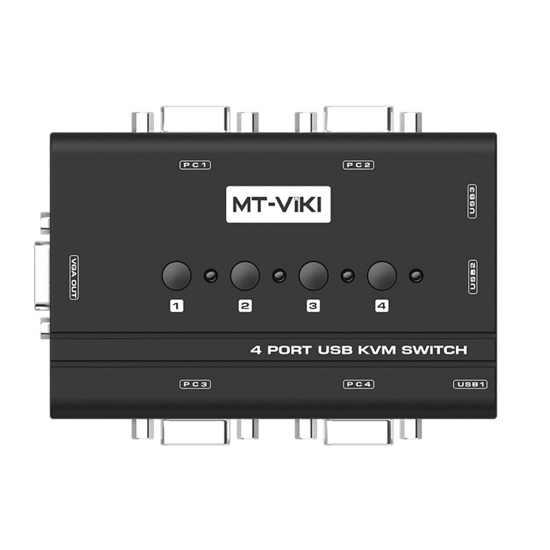 MT460KL 4 Ports USB KVM Switch Manual Switcher Selector Box Control 4 PC with One Keyboard Mouse Monitor with 4 Cables