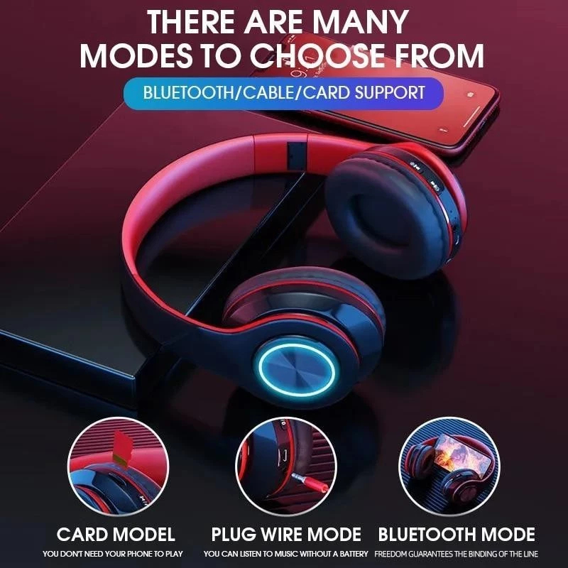 B39-hoofdtelefoon met draadloze Bluetooth Kleurrijk licht Insteekbaar kaartspel Muziekbeweging Bluetooth-headset voor telefoon