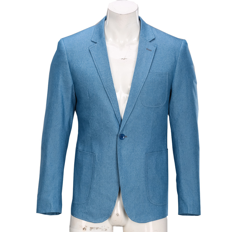 algodón slimfit Blazer hombres trabajo Oficina solo botón bolsillo chaqueta masculina Casual busniess denim de talla grande trajes blazers esmoquin