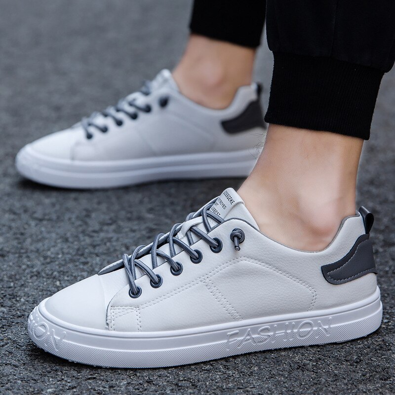 Chaussures Pour Hommes nouvelle Tendance Hommes conseil Chaussures Coréennes Chaussures Pour Hommes Blanc Chaussures Chaussures Simples Tout-match décontracté Chaussures en cuir: White gray / 7