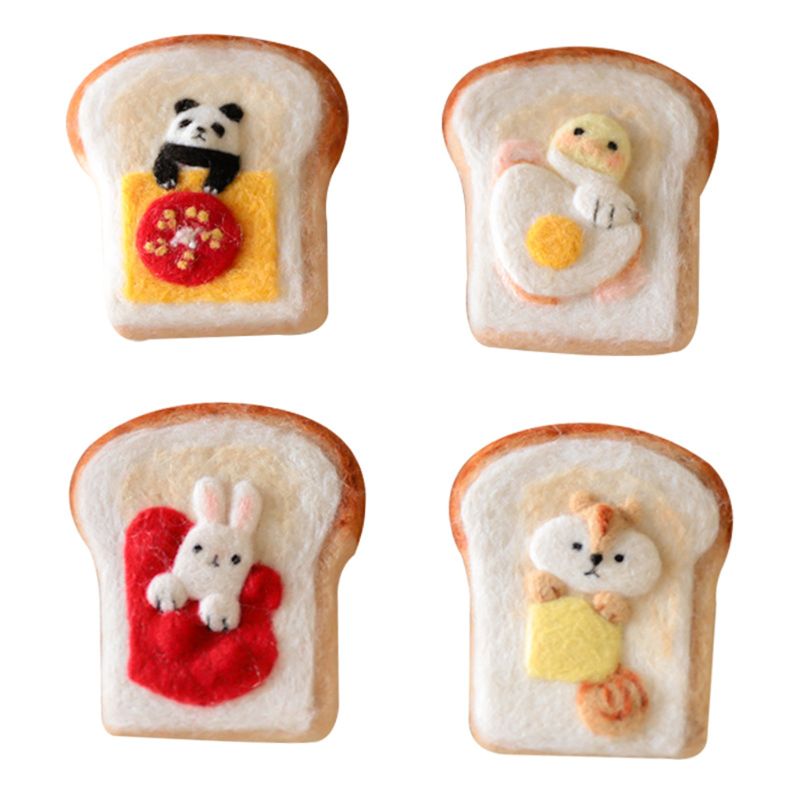 Pan de la torta de lana manualidad de fieltro DIY inacabado pinchado Kit para manualidades Material Paquete de bolsa