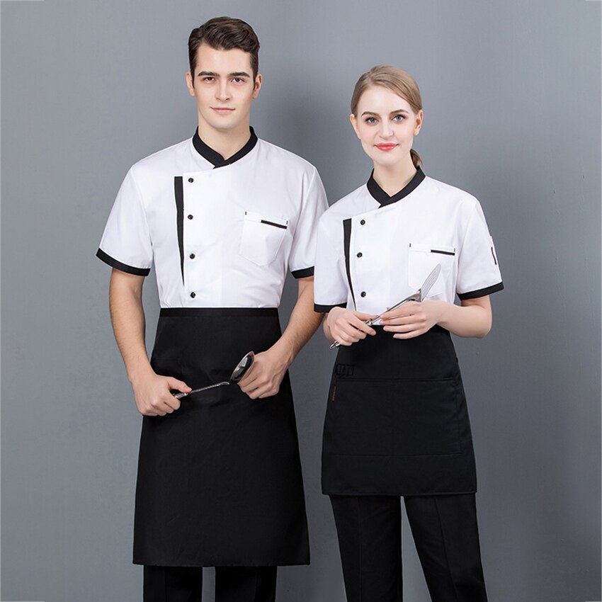 Chaqueta de Chef de manga corta para hombre y mujer, uniforme de Chef de Sushi para restaurante, ropa de trabajo para Hotel, trajes de cocina y panadería, monos de Color sólido