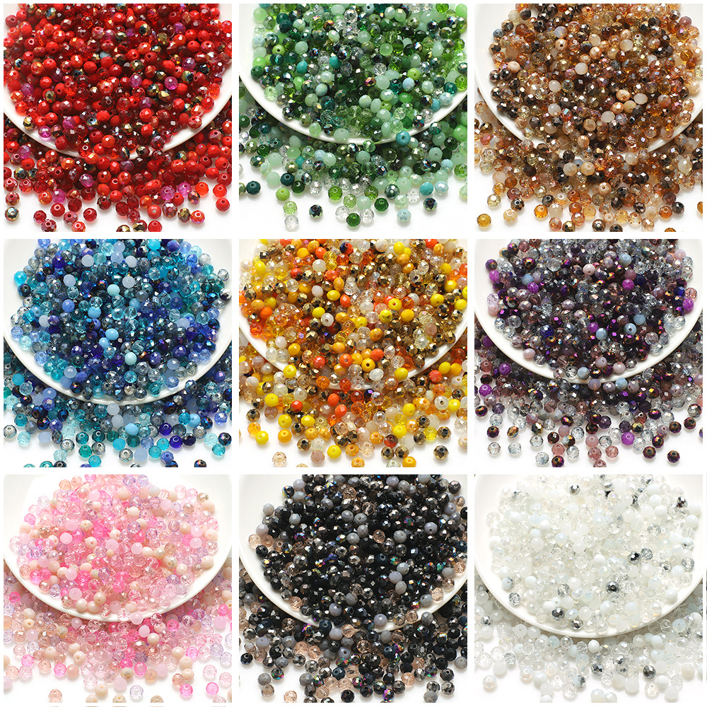 2 3 4 6 8mm cuentas de cristal Rondelle checas mezcladas cuentas de vidrio facetadas cuentas espaciadoras sueltas para fabricación de joyería DIY pulsera collar