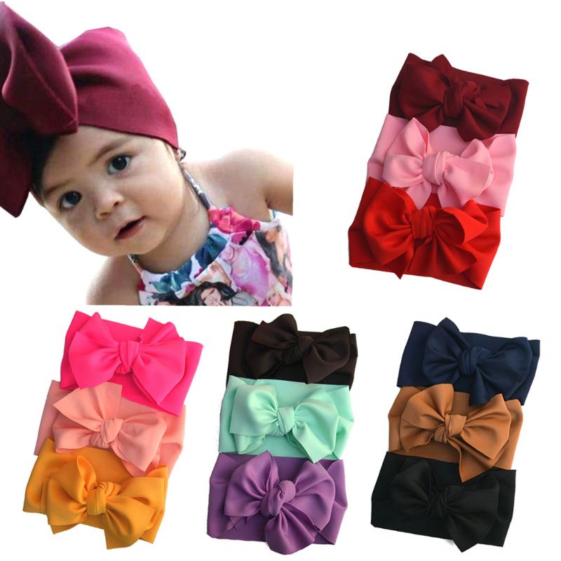 3 pièces bébé grand noeud noeud bandeau surdimensionné cheveux arcs bandeau filles arc bandeaux enfants Turban
