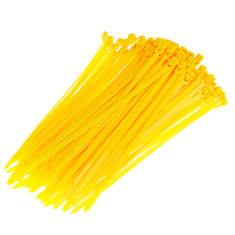 100pcs Self-Lock Cable Ties Plastic Nylon Wire Ties Cable Zip Ties 4.8x200 (mm) Nylon Ties Fasten Loop Cable: yellow