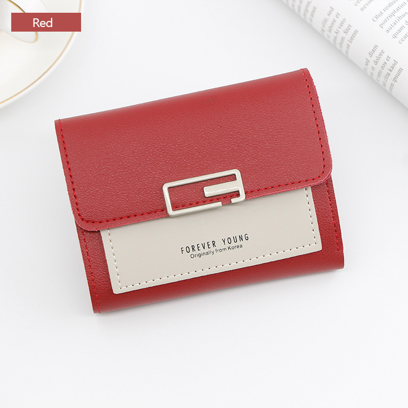 AIREEBAY Mini Portemonnee Vrouwen Mode Portemonnee Vrouwelijke Korte Kleine Portefeuilles Koreaanse Stijl Studenten Mooie Roze Portemonnee Vrouwelijke Portemonnee: A7016red
