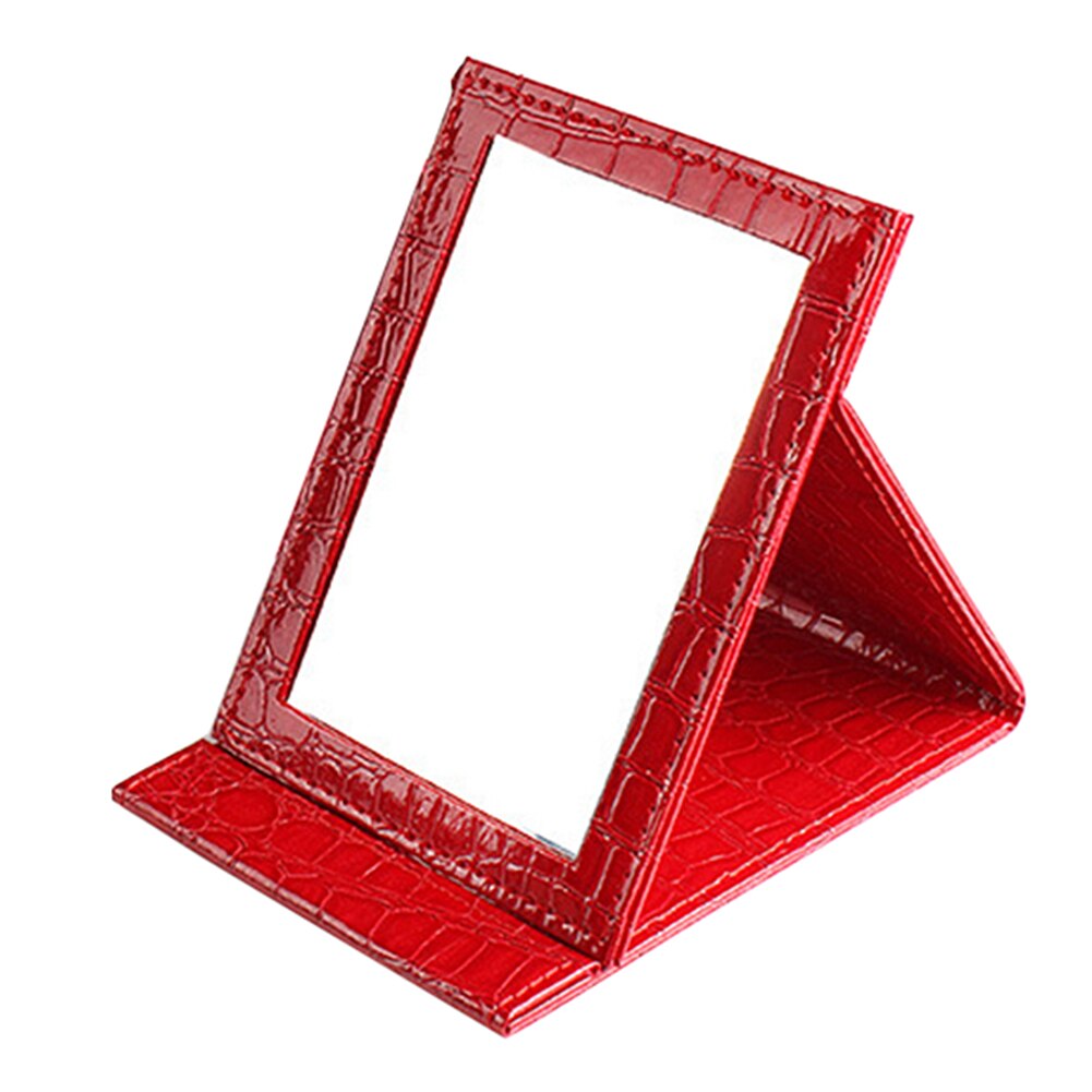 Folding HD PU Leather Makeup Mirror Ladies Portable Desktop Office Dormitory Simple Folding Mirror