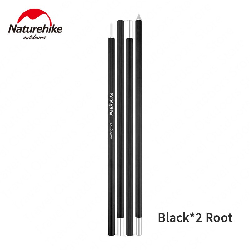 Naturerandonnée 2m 4 sections en alliage d'aluminium tente pôle auvent tige épaississement Durable pointue pliable utilisation de tente extérieure: Default Title