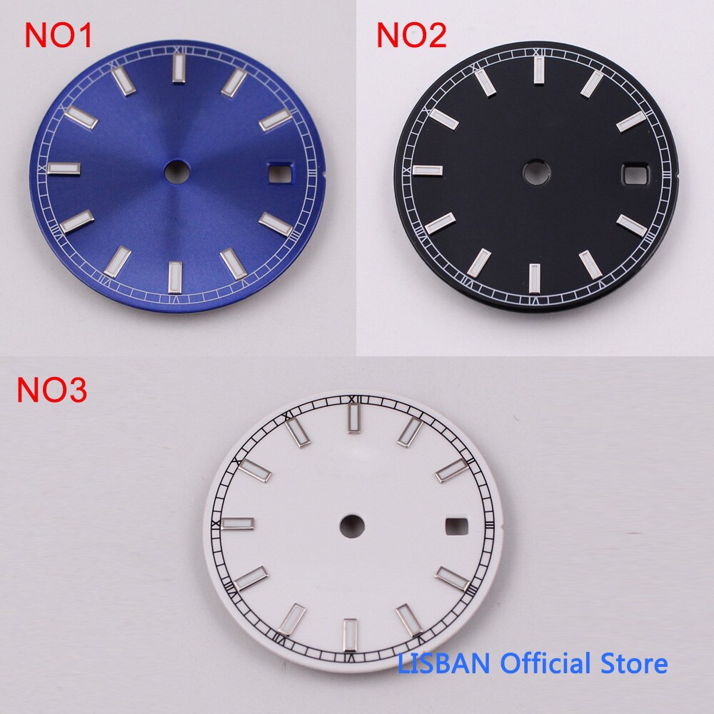 29Mm Blauw Wijzerplaat Horloge Gezicht Auto Datum Venster Horloge Dial Fit Voor Automatisch Uurwerk Horloge