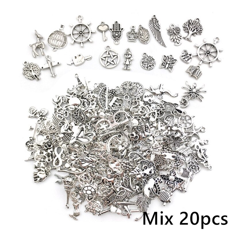 Vintage Mixed 20/40pcs Metal Animal Birds Charms Beads Handmade DIY Bracelet Pendant Neacklace Clips Jewelry Making Findings: HK39 20pcs