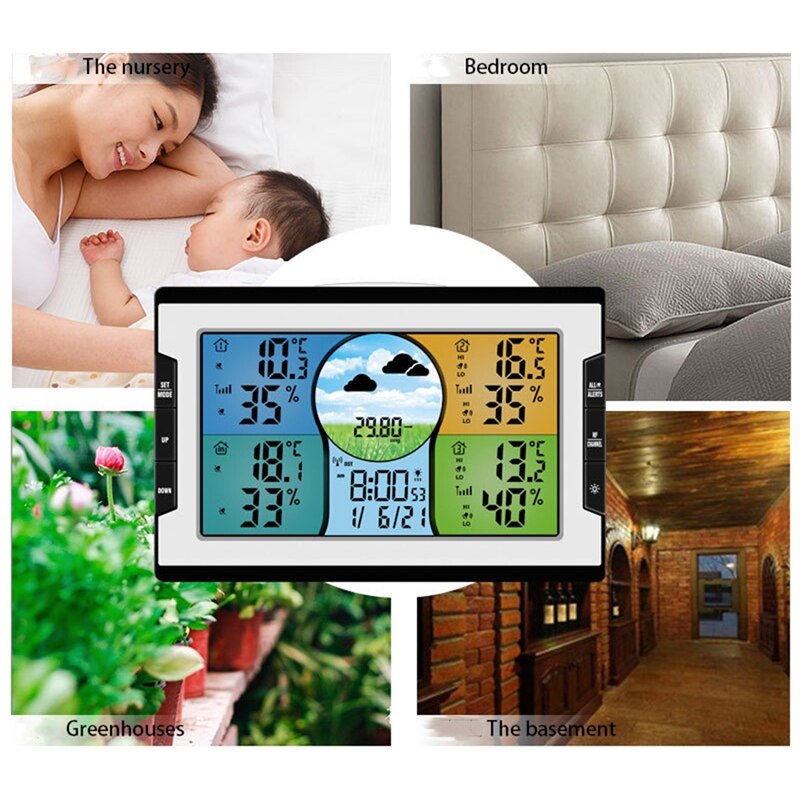 Weerstations draadloos met buitensensor voor temperatuurmeting en