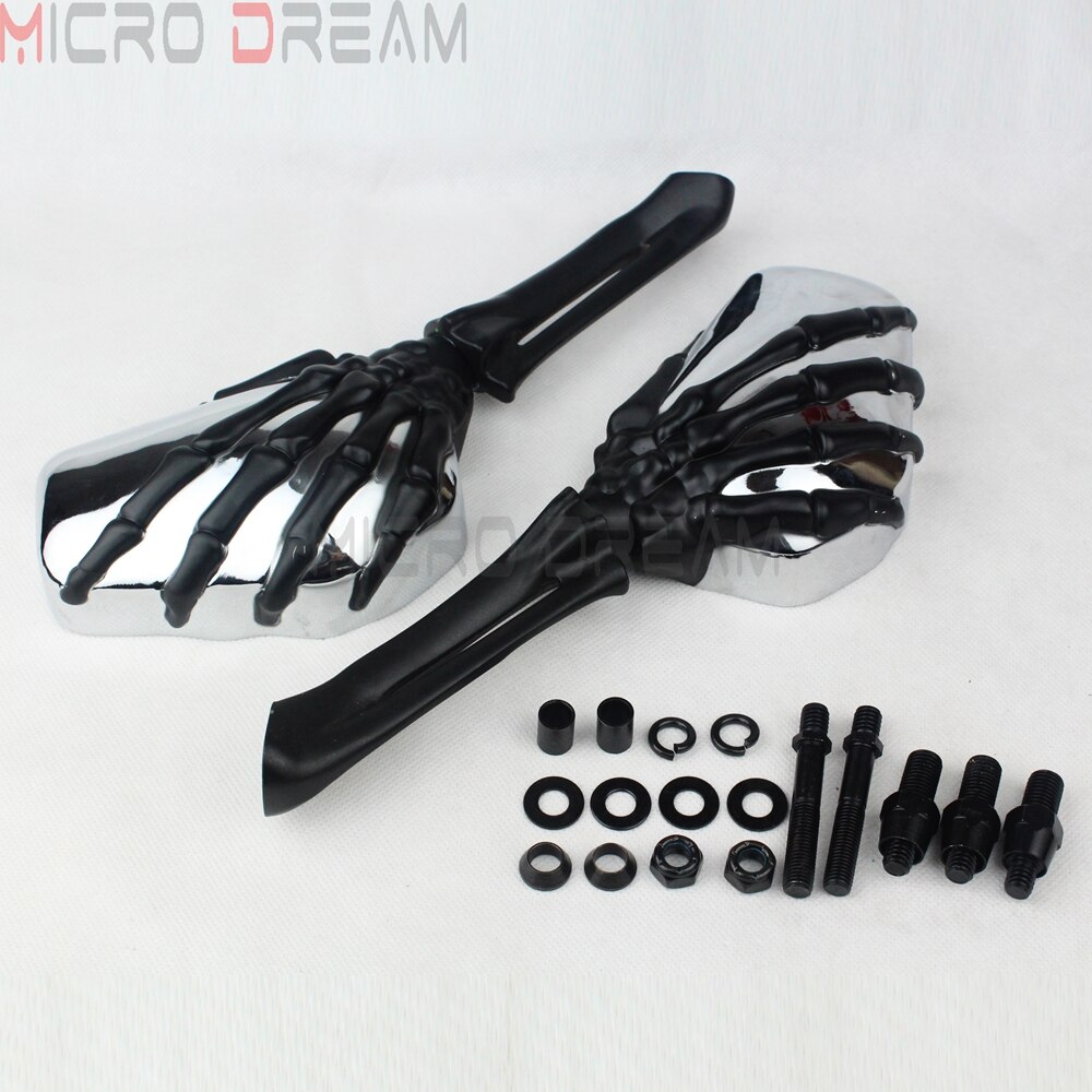 Aluminum Motorcycle Rear View Side Mirrors For Harley Chopper Bobber Fat Boy Cruiser Custom Skeleton Hand Claw Mirror