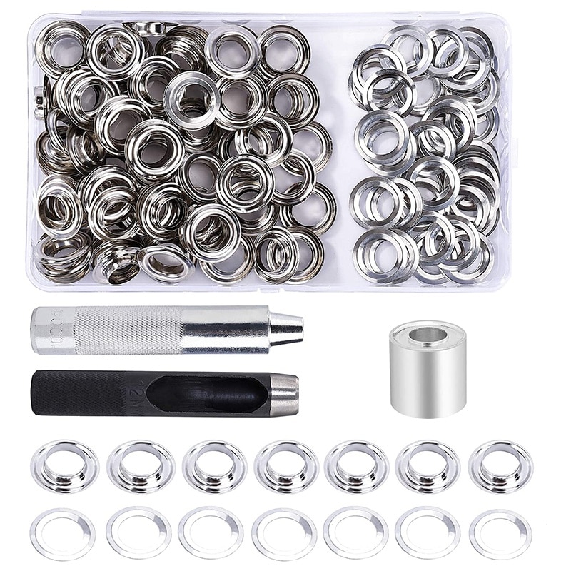 100 sets ringensets, ringenset en ringen voor het maken van zeildoek ( (1/2 inch)