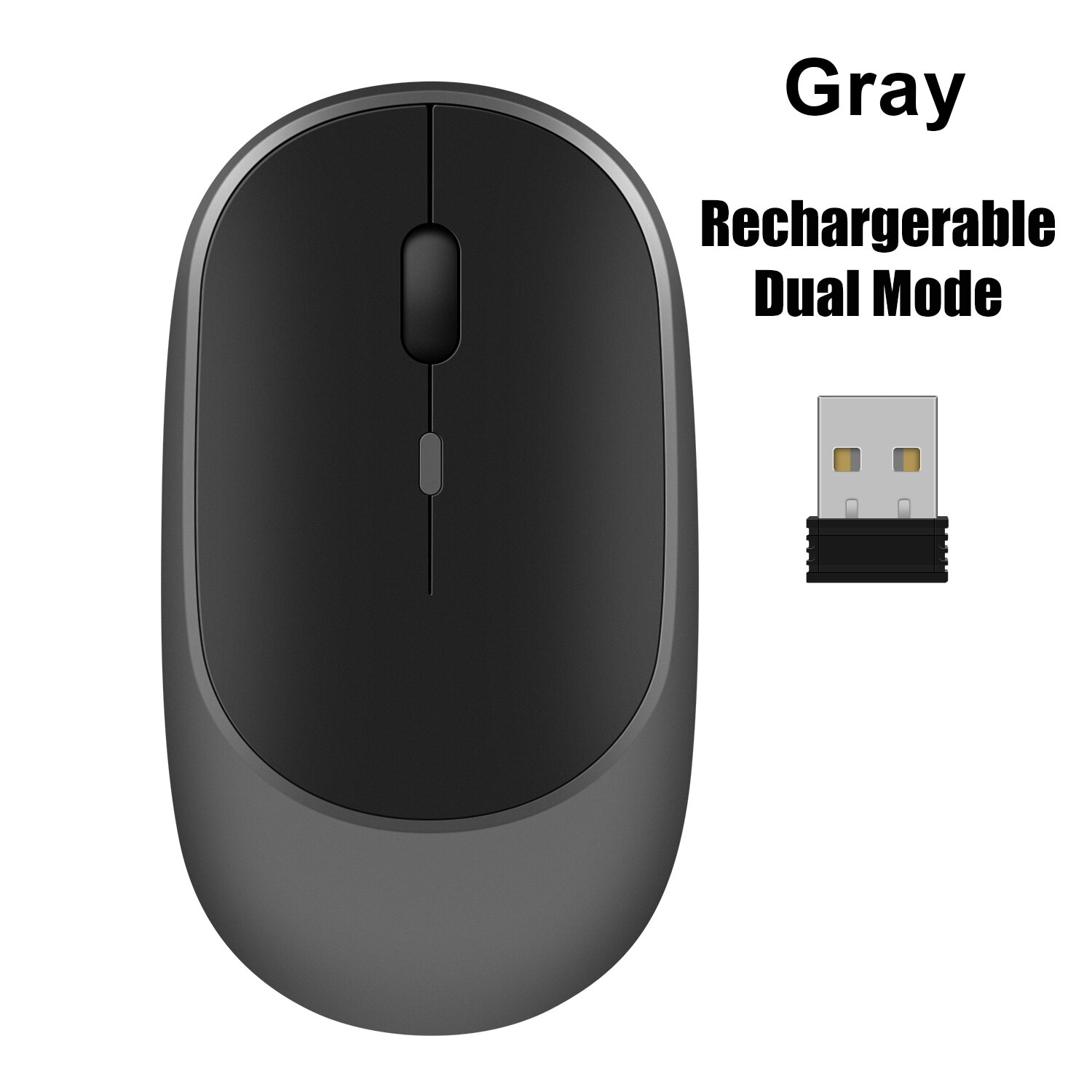 Bluetooth Mouse 2.4G Wireless Rechargeable Mouse Gaming Computer Charing Thin Portable 3 Adjustable DPI Mause for Mac iPad PC: Wireless Grey