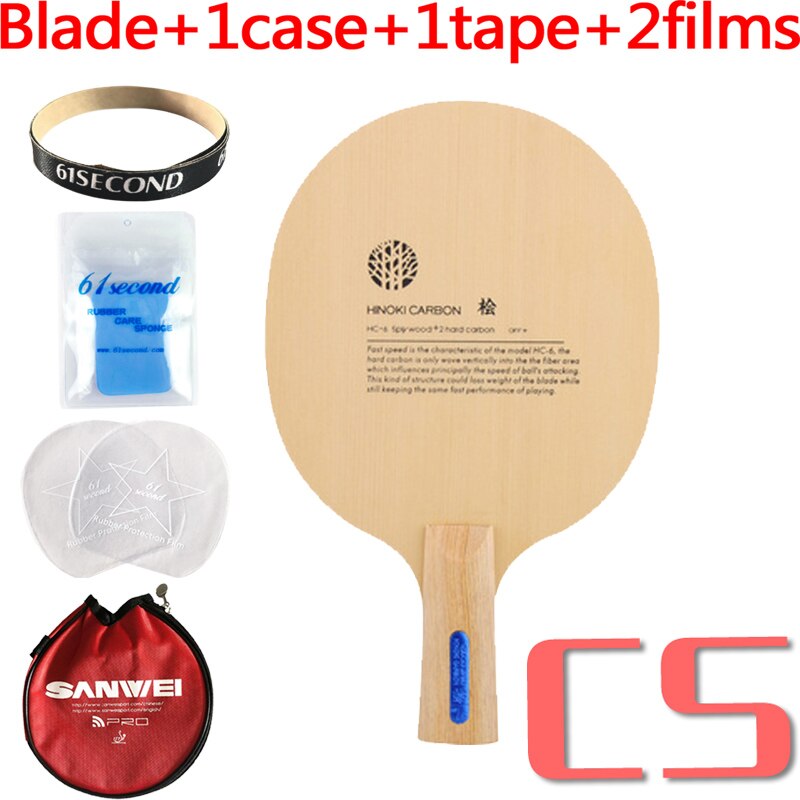 SANWEI HC6S Hinoki hoja de tenis de mesa de carbono/hoja de ping pong/bate de tenis de mesa: CS with YM case