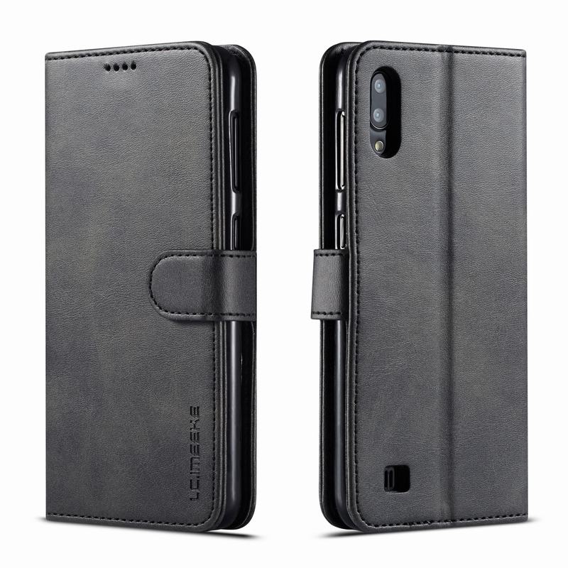 Abdeckung Fall Für Samsung Galaxy A10 EINE 10 Luxus Brieftasche Leder Phone Cases Für Samsung A 10 Coque flip Brieftasche Abdeckung: Black