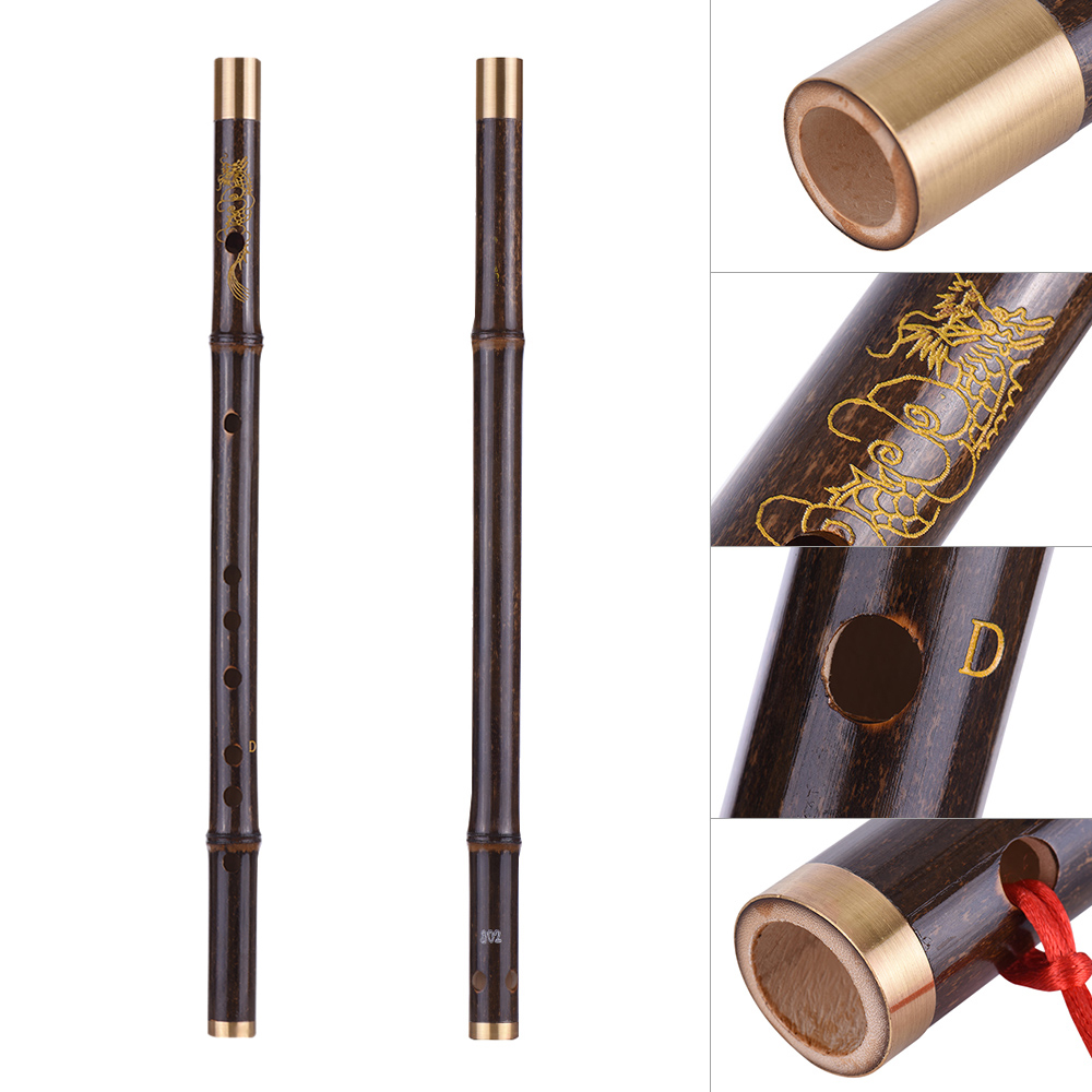 Flauta Dizi de bambú negro clave de C/D/E/F/G tradicional hecho a mano instrumento de viento de madera chino nivel de estudio
