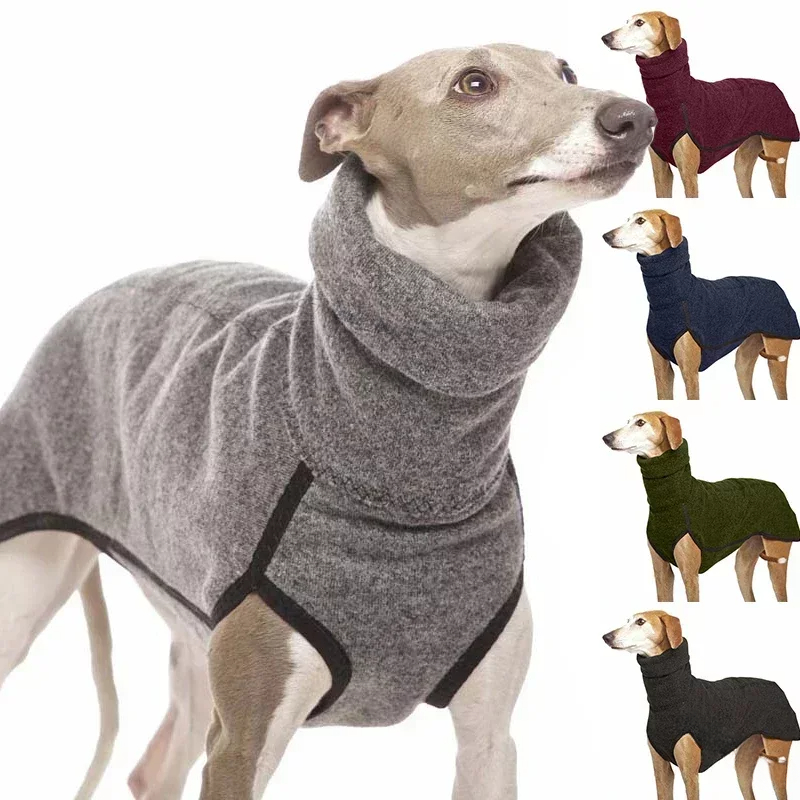 Pet inverno quente gola alta jumper camisola galgo cão engrossado roupas casaco pulôver para cães médios grandes mascotas suprimentos