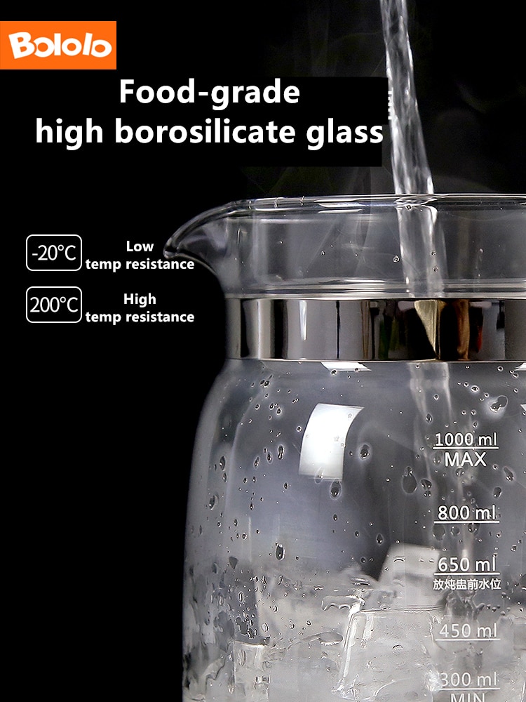 Bololo Electric Kettle Health Pot Baby Smart Milk Thermostat Constant Temperature Water Warmer Tea Maker Thicker Glass Light