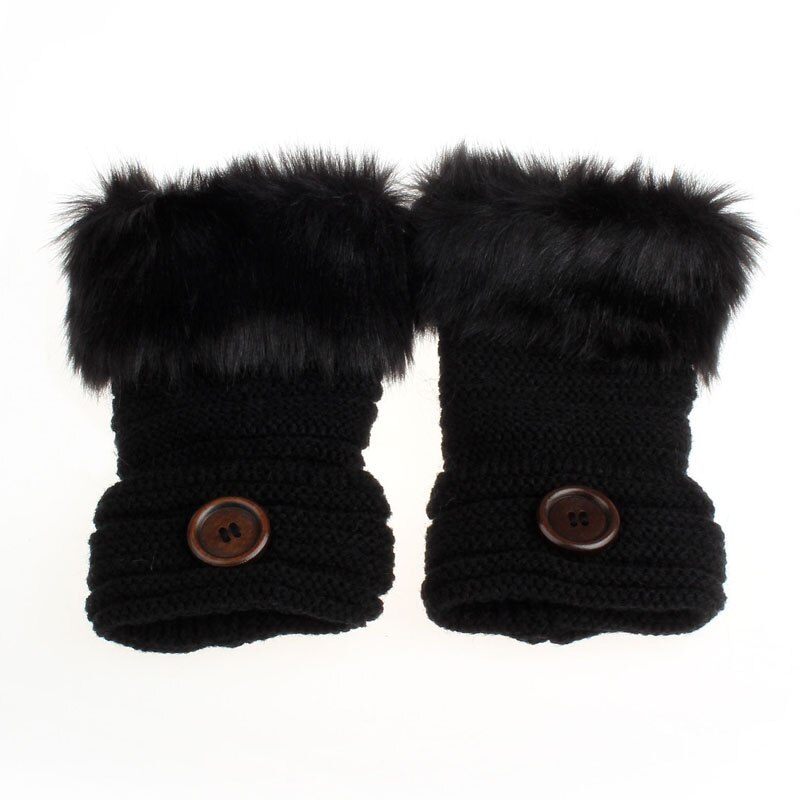 Vrouwen Warm Winter Faux Konijnenbont Pols Vingerloze Handschoenen Wanten Vrouwen Winter Pols Arm Hand Warmer Vingerloze Handschoenen: Default Title