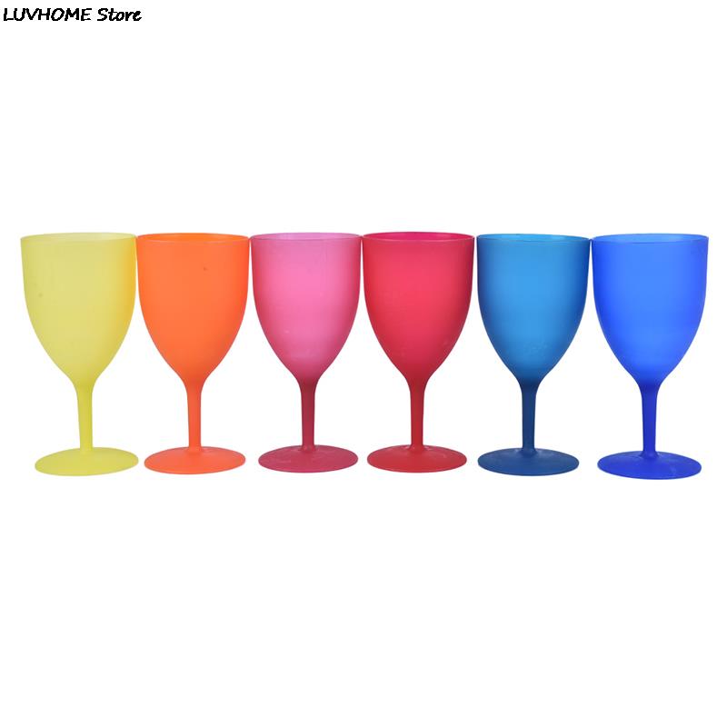 Copa de vino de plástico de , copas de champán de colores, esmerilada, para , Picnic, Bar, Copas de bebidas, 6 unids/set por juego