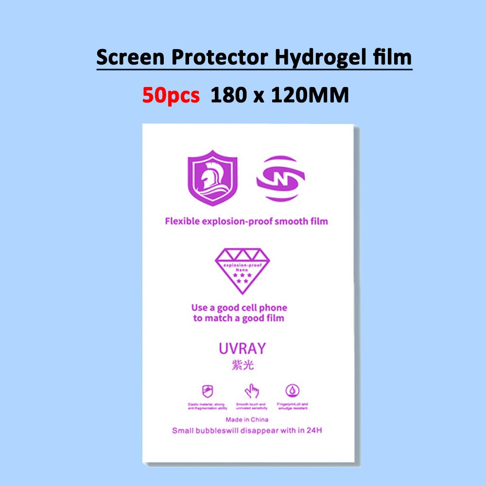 50Pcs Mixed Back Sticker for Hydrogel Film Cutting Machine Plotter Sheet Cut HD Clear Privacy Hydraulic Membrane: 50Pcs UVRAY Films